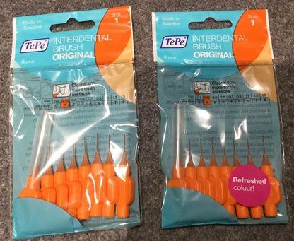 Tepe Interdental Brushes ORANGE Size 1  x 2 Packs