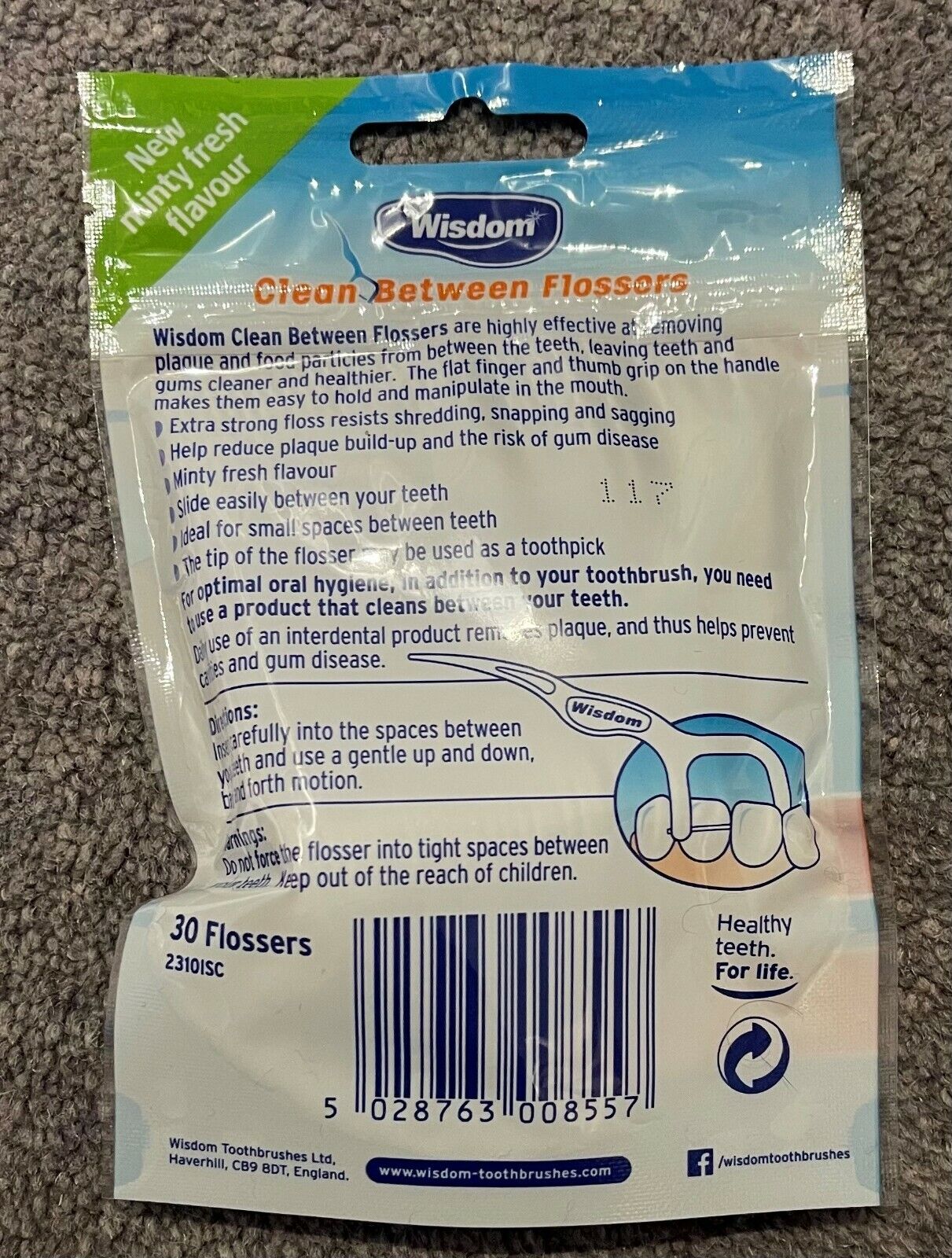 Wisdom Clean Between Flosser With Extra Strong Floss Minty - 30 Flossers