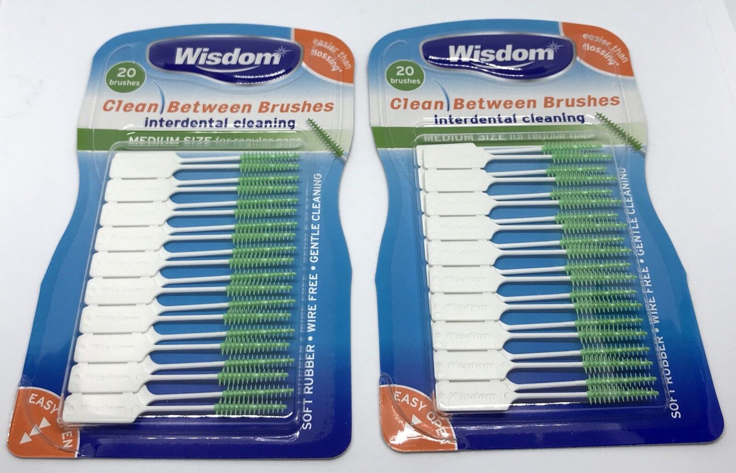 Tooth Picks - 2 x Wisdom GREEN MEDIUM Clean Between Rubber Brushes