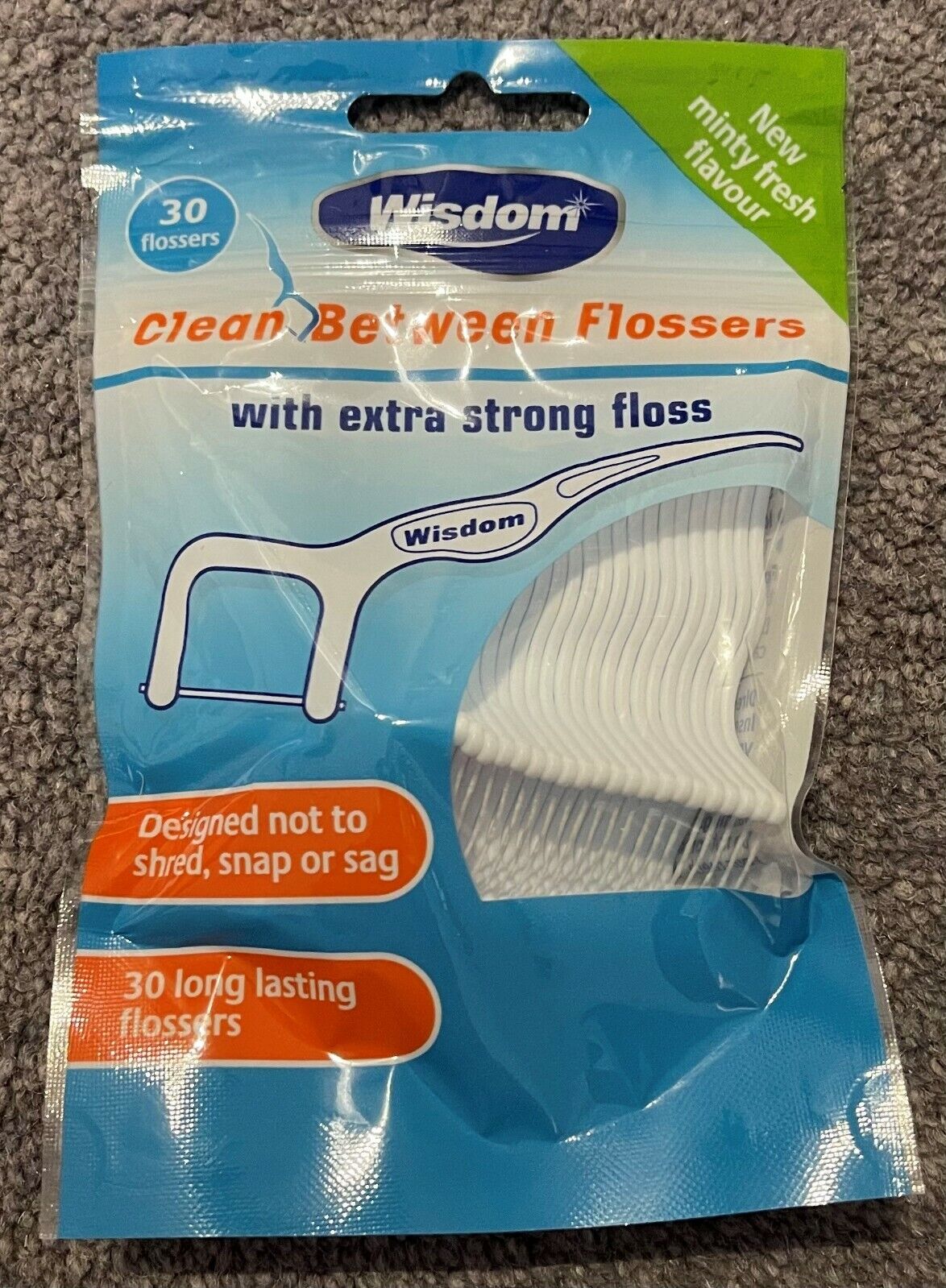 Wisdom Clean Between Flosser With Extra Strong Floss Minty - 30 Flossers