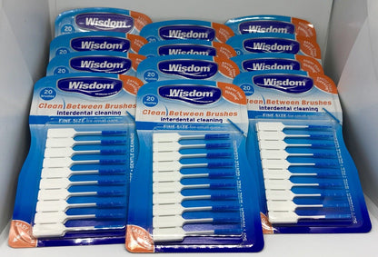 Wisdom BLUE Fine Clean Between Rubber 20 Interdental Plaque Brushes X 12 Packs