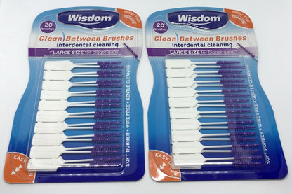 Tooth Picks - 2 x Wisdom Purple LARGE Clean Between Rubber Brushes